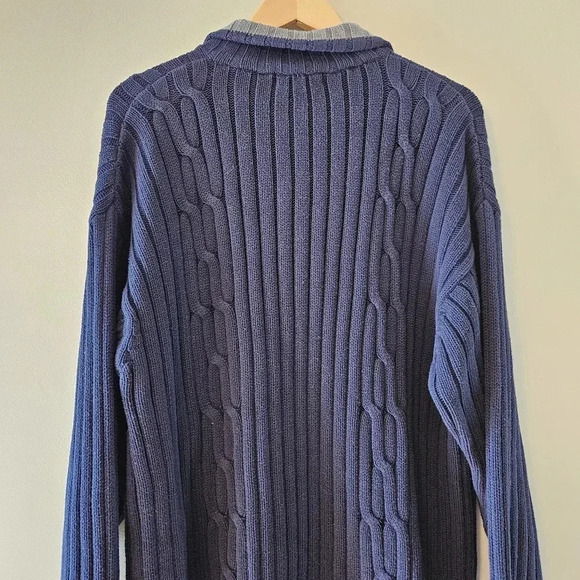 Nautica Cotton Cable Knit Classic Casual Sweatershirt Navy Blue Size Large. - Picture 9 of 10